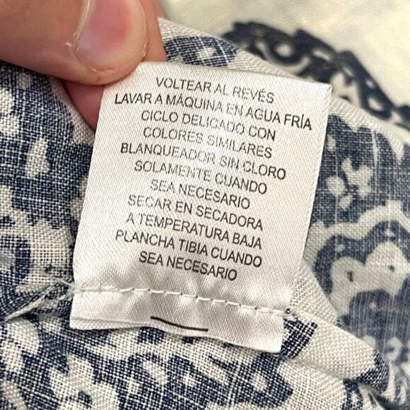 Charter Club Linen Top Womens Medium Multicolor Floral Paisley Print Button-Down - Picture 5 of 12